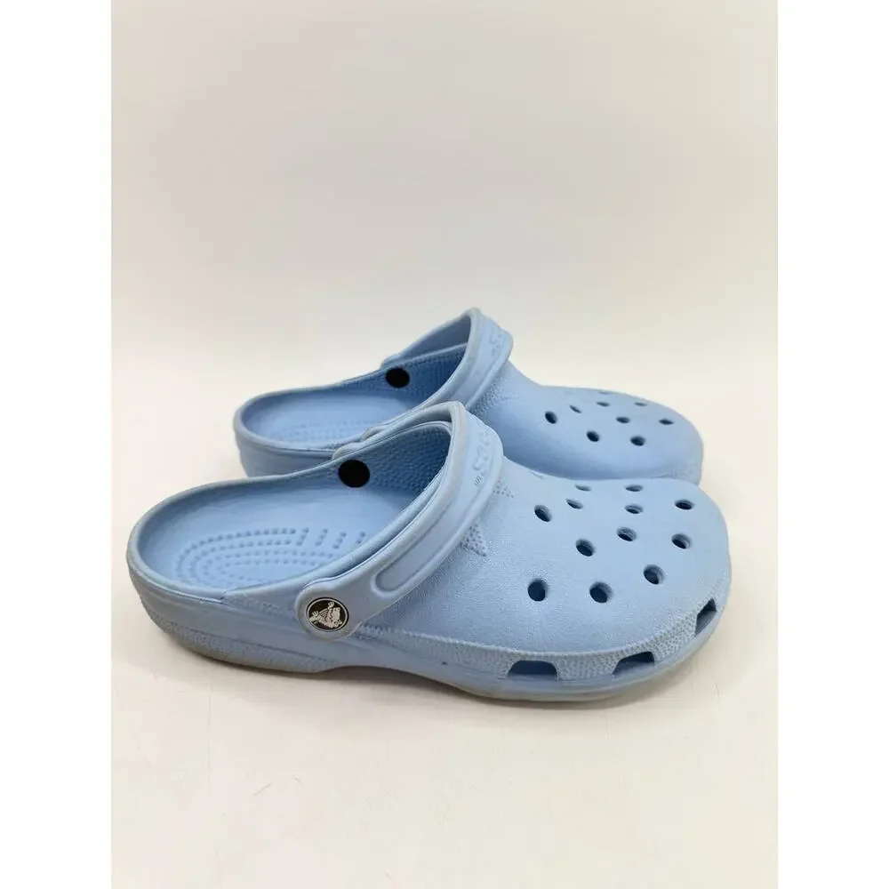 Crocs Classic Clogs Light Blue Unisex Slip On Comfort Shoes Size M8 W10 Used